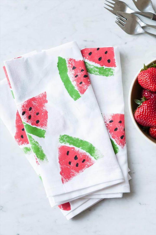 Watermelon Print Napkins, Cute Mother's Day Crafts for Kids - Preschool Mothers Day Craft Ideas