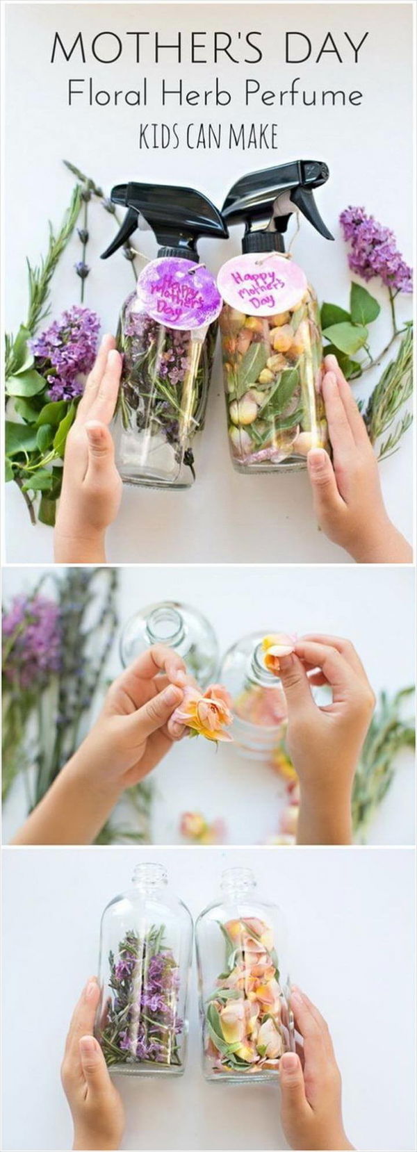 Mother's Day Crafts and gifts: DIY Mother's Day Floral Herb Perfume.