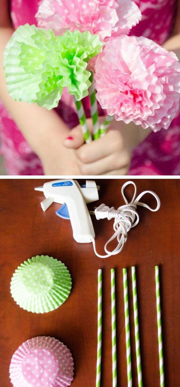 DIY Paper Flowers From Cupcake Liners