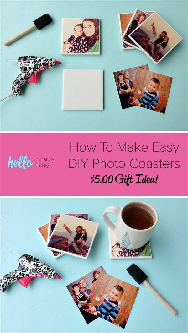 Turn your favorite family photos into gorgeous DIY photo coasters! This project is an easy