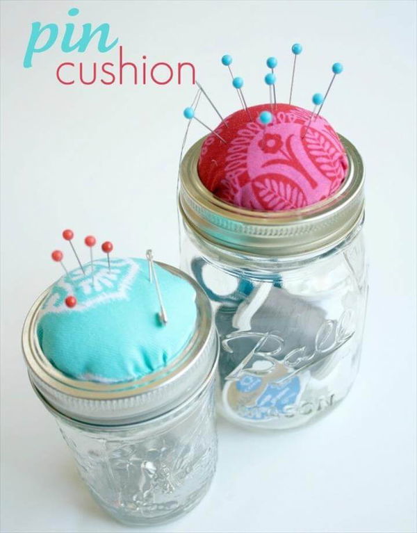 mason jar pin cushion