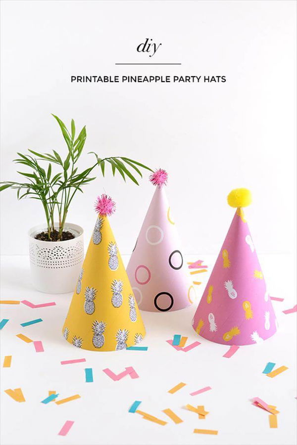 printable pineapple party hats