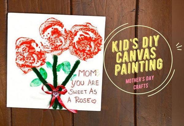 Kid's DIY Canvas Painting For Mother's Day Card