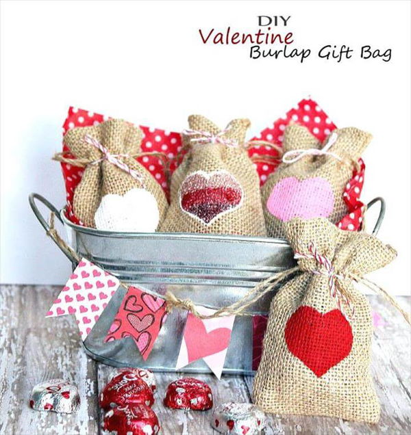 Diy Mothers Day Craft Gift Ideas Valentine Burlap Bag Easy Homemade Holiday Kid Project