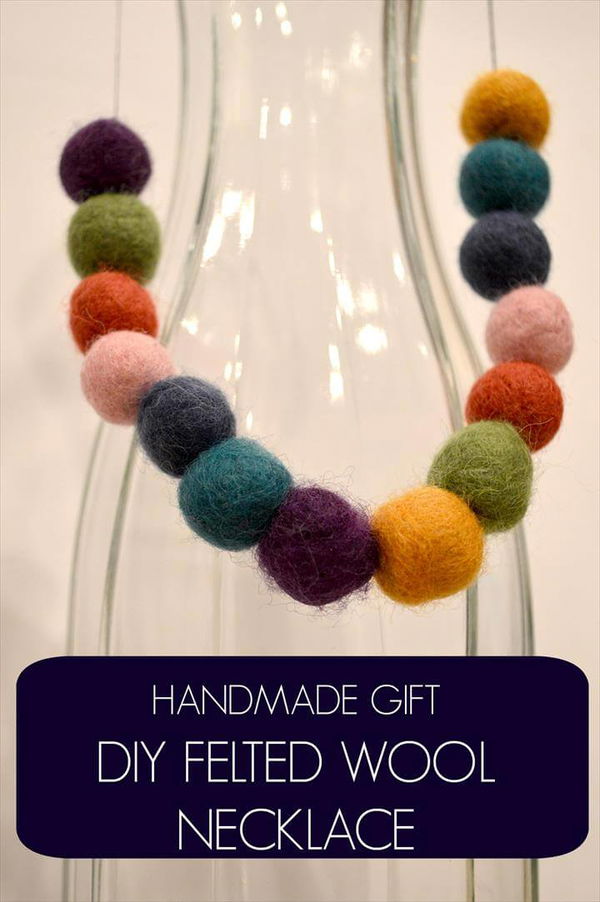 handmade gift diy felted wool necklace