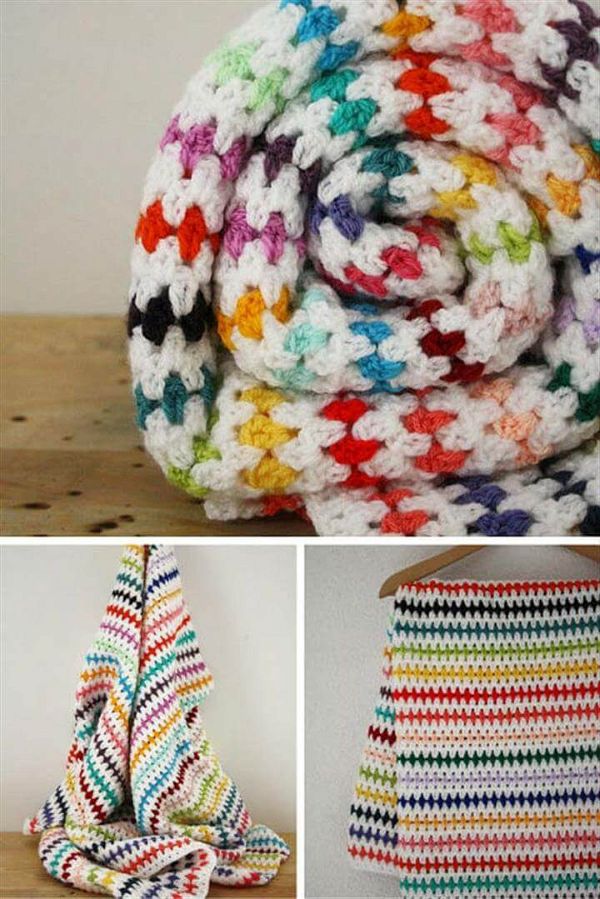 Best DIY Rainbow Crafts Ideas - Diamond Stitch Crochet Pattern - Fun DIY Projects With Rainbows
