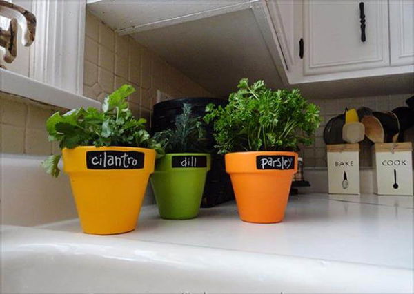 Faux Chalkboard Herb Pots