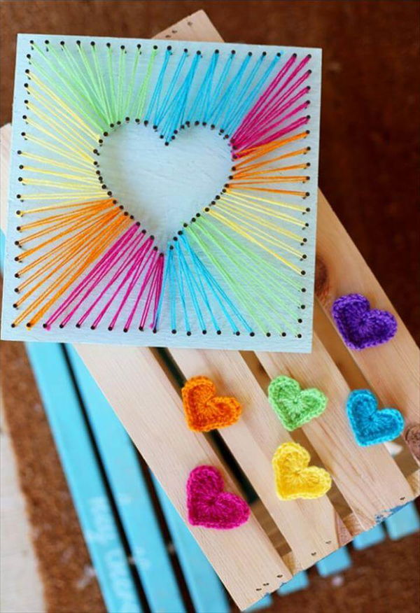 DIY Mothers Day Gift Ideas - Heart String Art - Homemade Gifts for Moms - Crafts