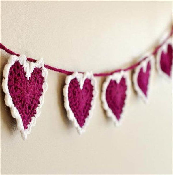 valentine heart wool garland