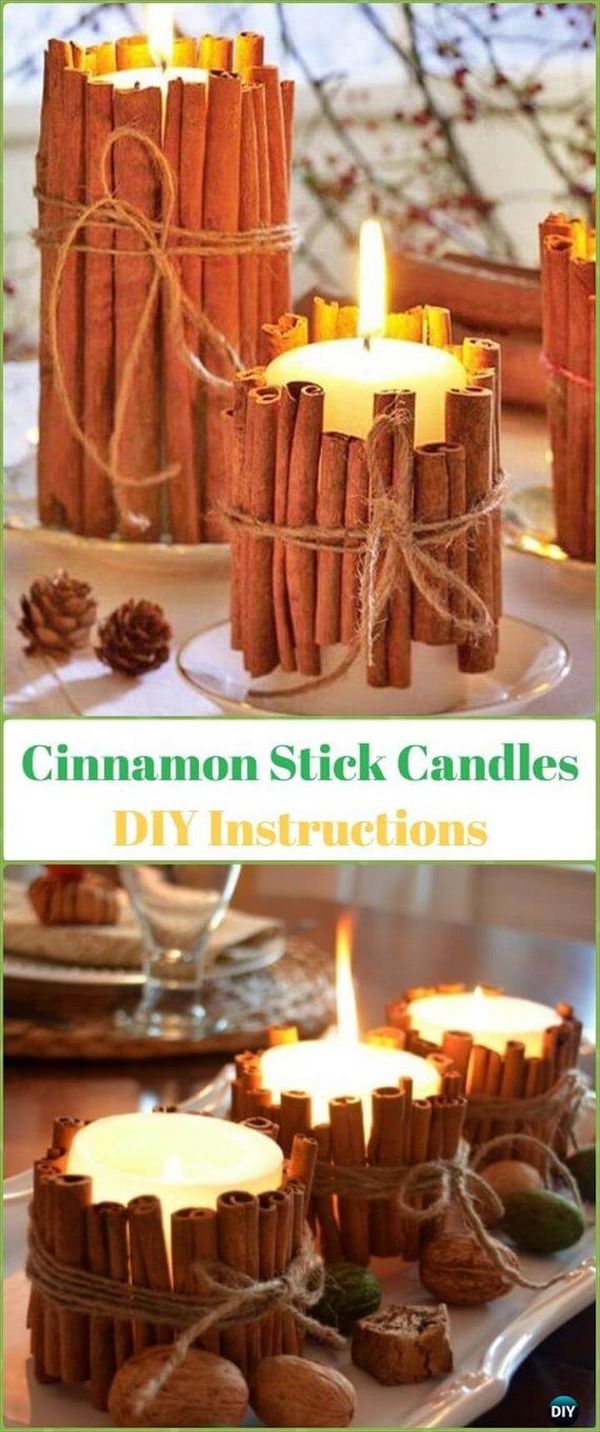 DIY Cinnamon Stick Candles Instruction - Holiday Candle DIY Craft Ideas & Tutorials