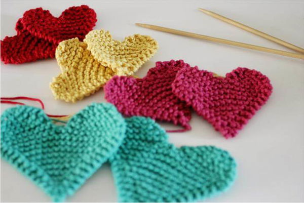 lovely knit hearts, simple and quick, knit, knitting ,Valentines Day, hearts