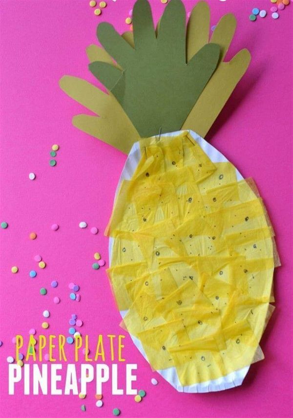 Paper Plate Pineapple Kids Crafts Diy