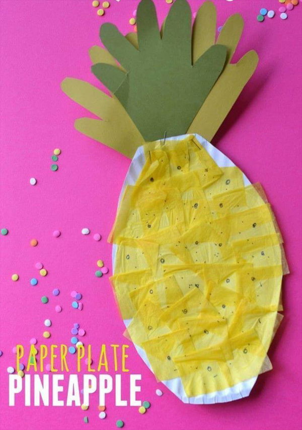 Paper Plate Pineapple Kids Crafts Diy