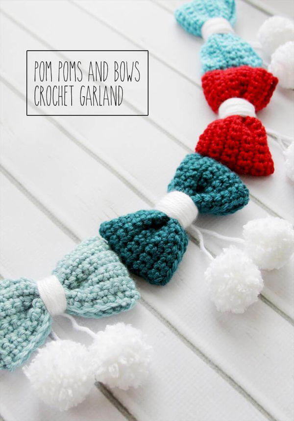 Pom Poms and Bows Crochet Garland 