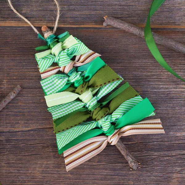 Scrap Ribbon Christmas Tree Ornament