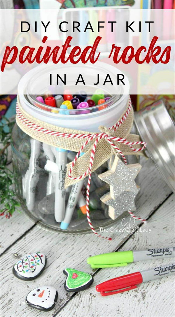 Rock Painting Kit in a Mason jar. Give this handmade gift