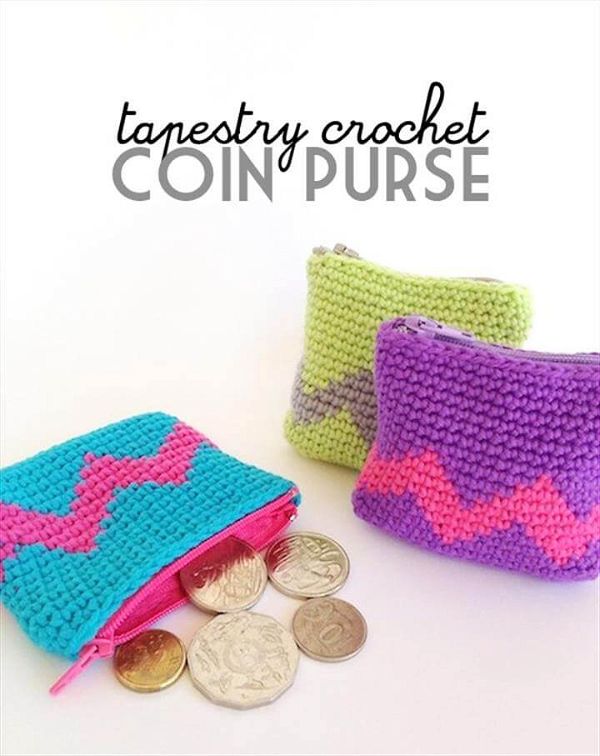 Crochet Tapestry coin purse DIY