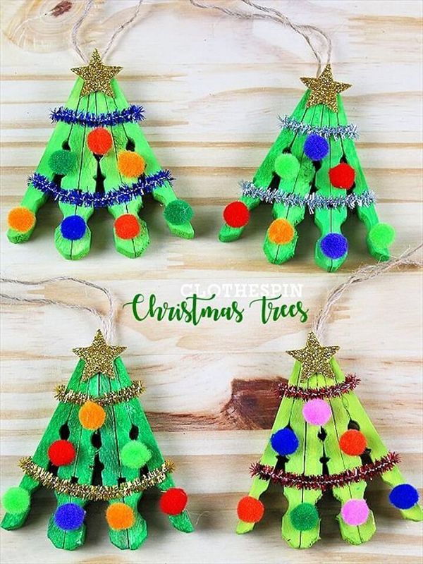 Clothespin Christmas Tree Craft Kids Craft