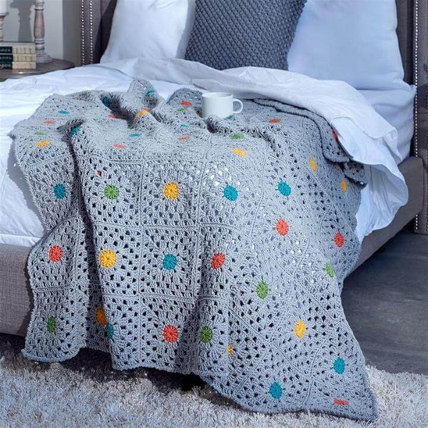 Caron Pin Point Crochet Blanket 
