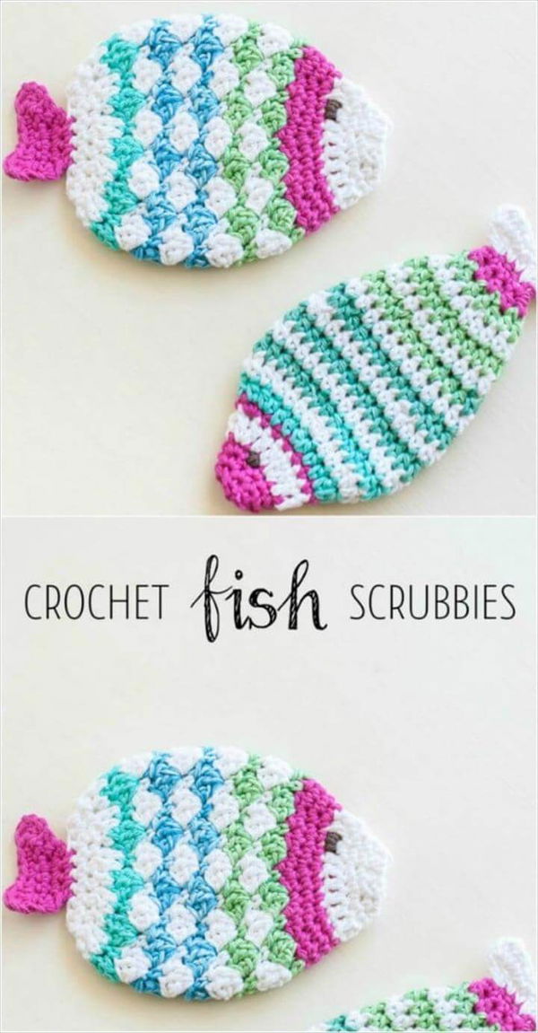 Crochet Fish Scrubbie Wash Cloths