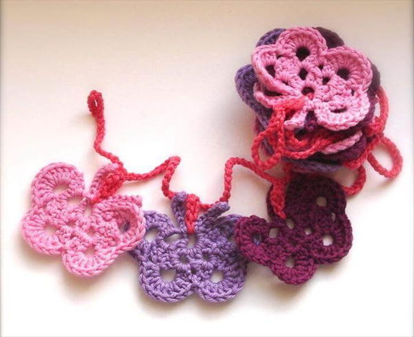 Crochet Butterfly Garland - Fabric Bunting - Home Decor ...