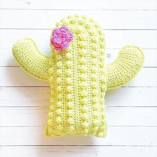 Crochet Cactus Pillow Home Decor Baby Nursery Decor Desert Decor Handmade Throw Pillow