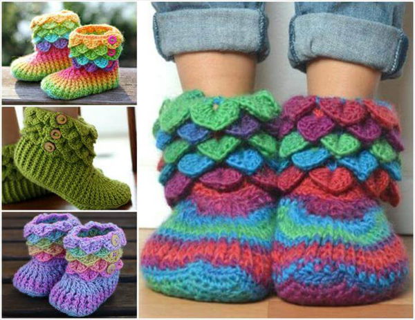 Crocodile Stitch Slipper Boots