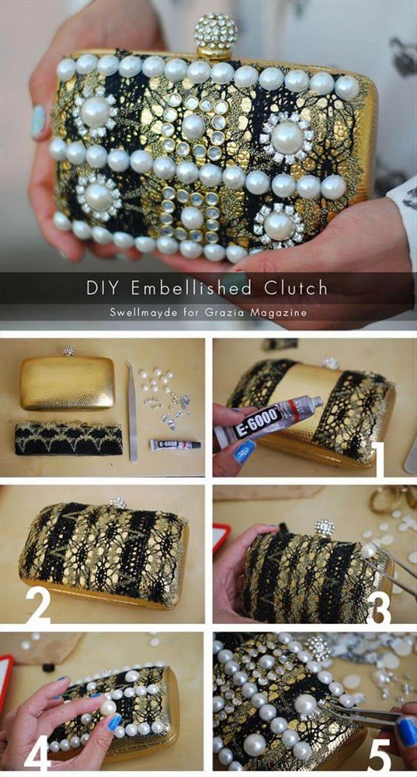 glam with a super embellished clutch. 
