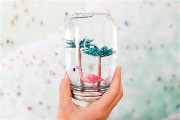 Summer Flamingo Snow Globe