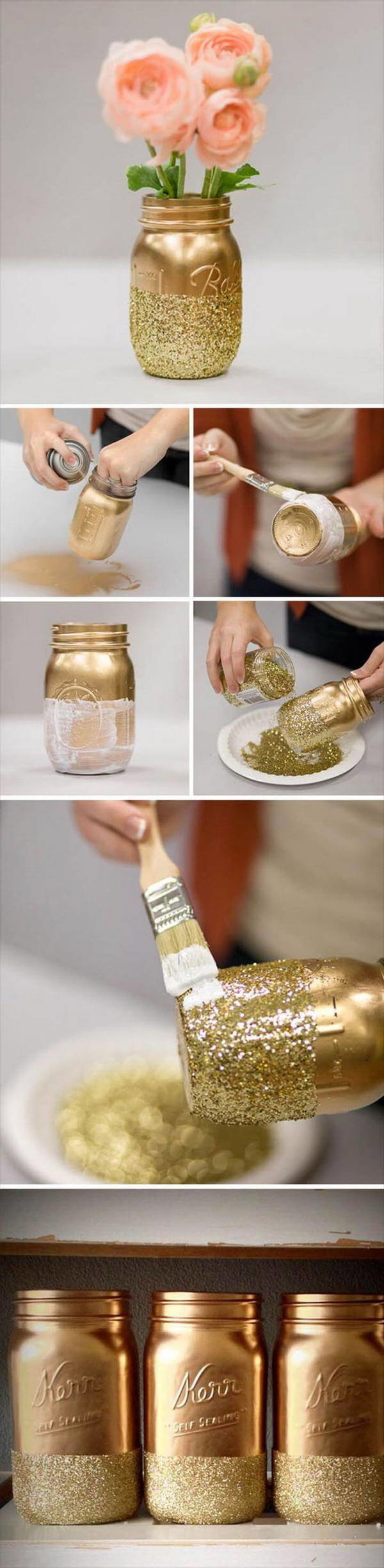 DIY Glitter Mason Jars Wedding Decoration