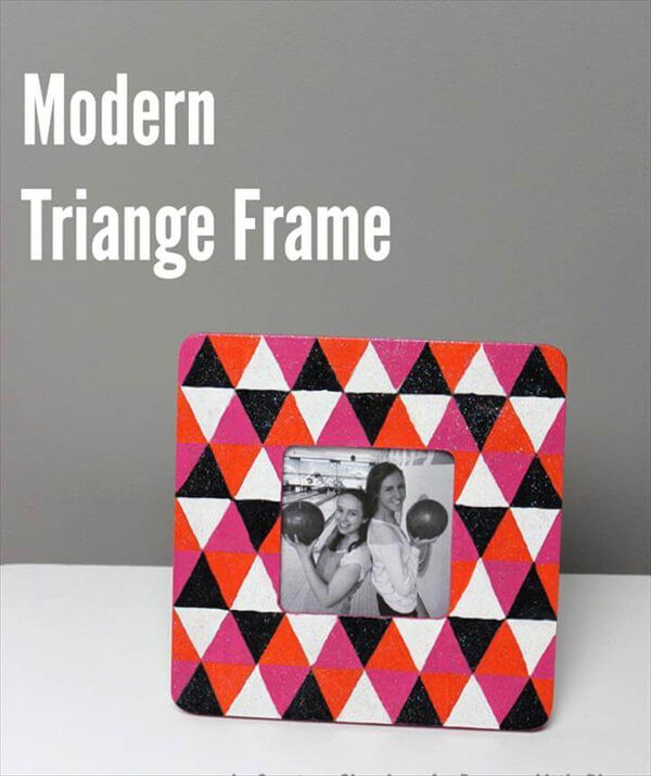 diy picture frame, home decor, handmade, gift idea, craft for teens, modern triangle frame