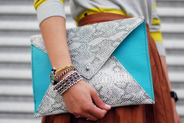 Neon Snakeskin Clutch