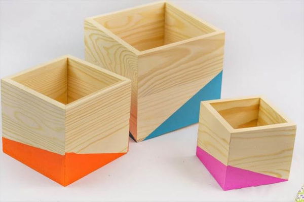 DIY Color Block Wood Planter