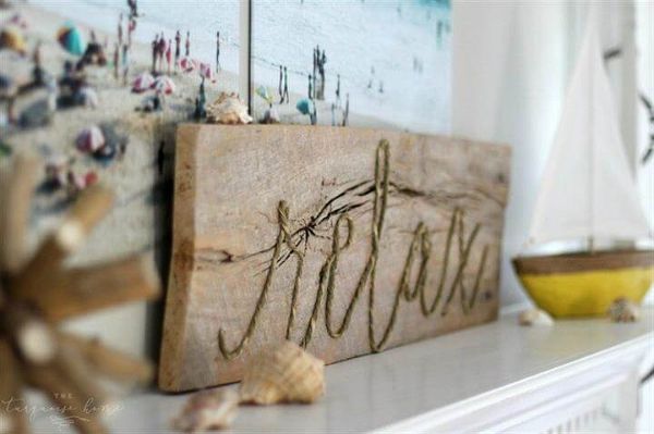 DIY Weathered Rope Sign 