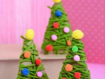 yarn-wrapped christmas trees