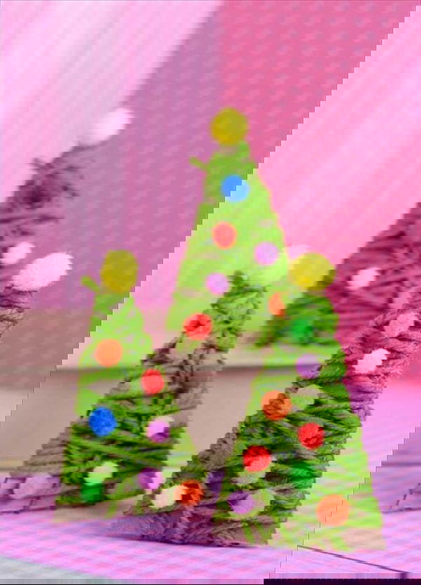 yarn-wrapped christmas trees