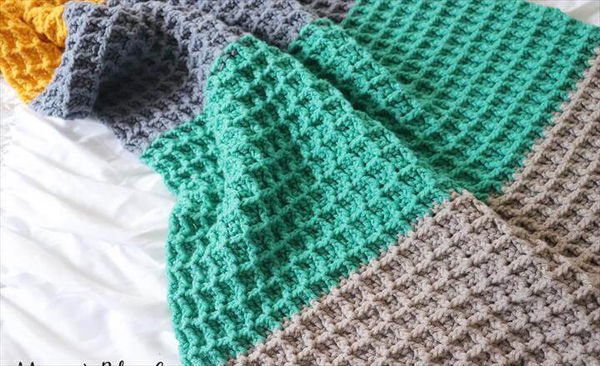 Color Block Crochet Blanket