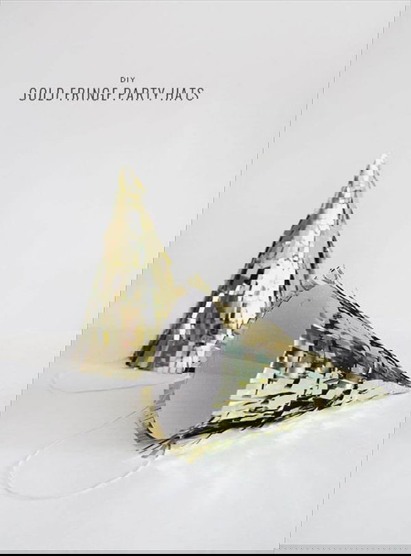 diy gold fringe party hats | <Party time> | Pinterest | Party hats, Party and DIY party