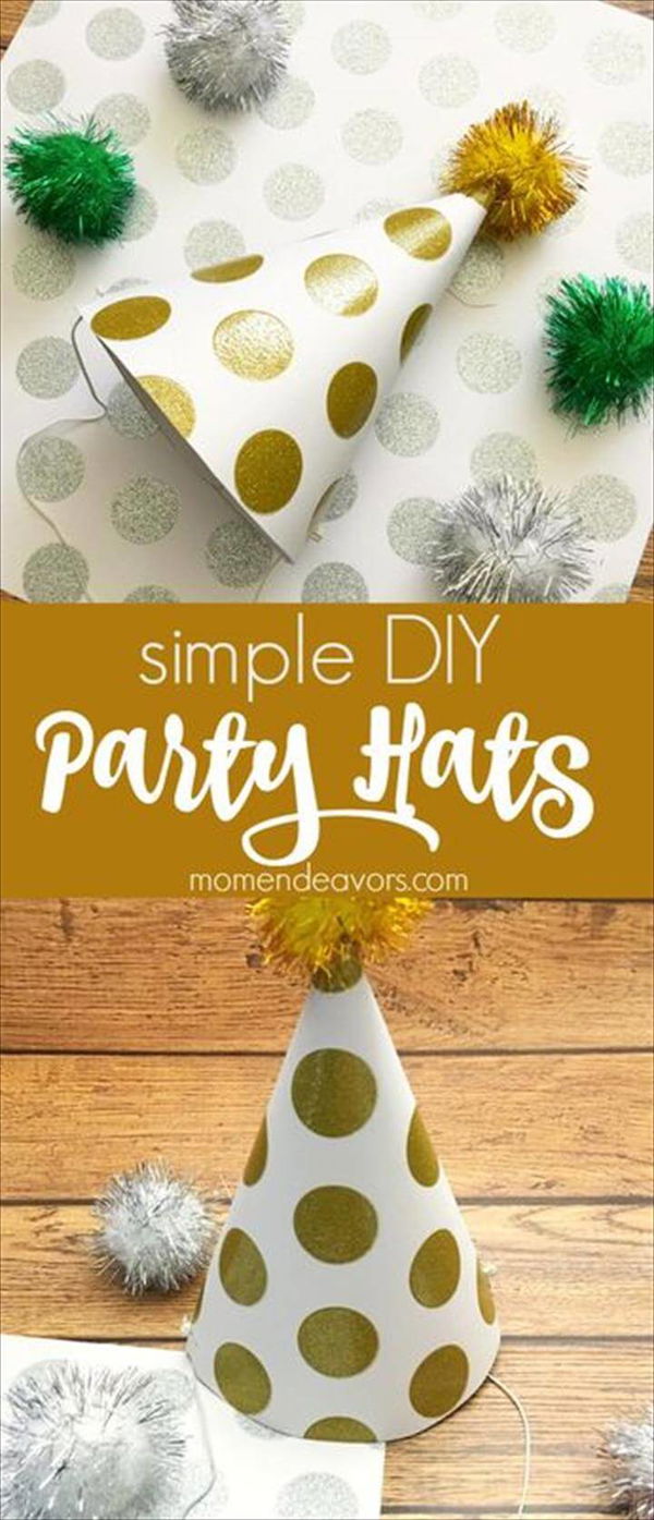 Printable Paper New Year's Eve Hats, Simple DIY Party Hats - perfect for New Year's Eve, birthday parties, and more