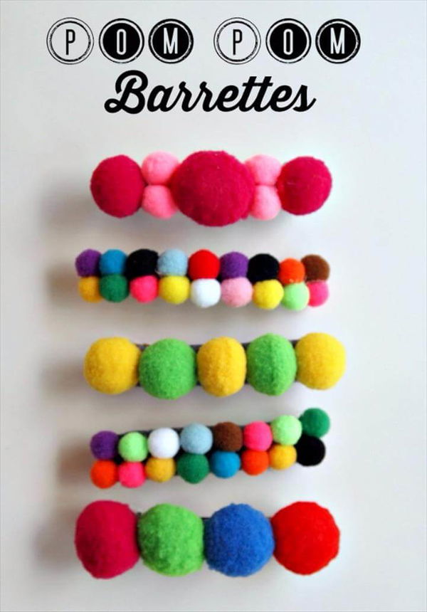 Best DIY Gifts for Girls - Pom Pom Barettes - Cute Crafts and DIY Projects that