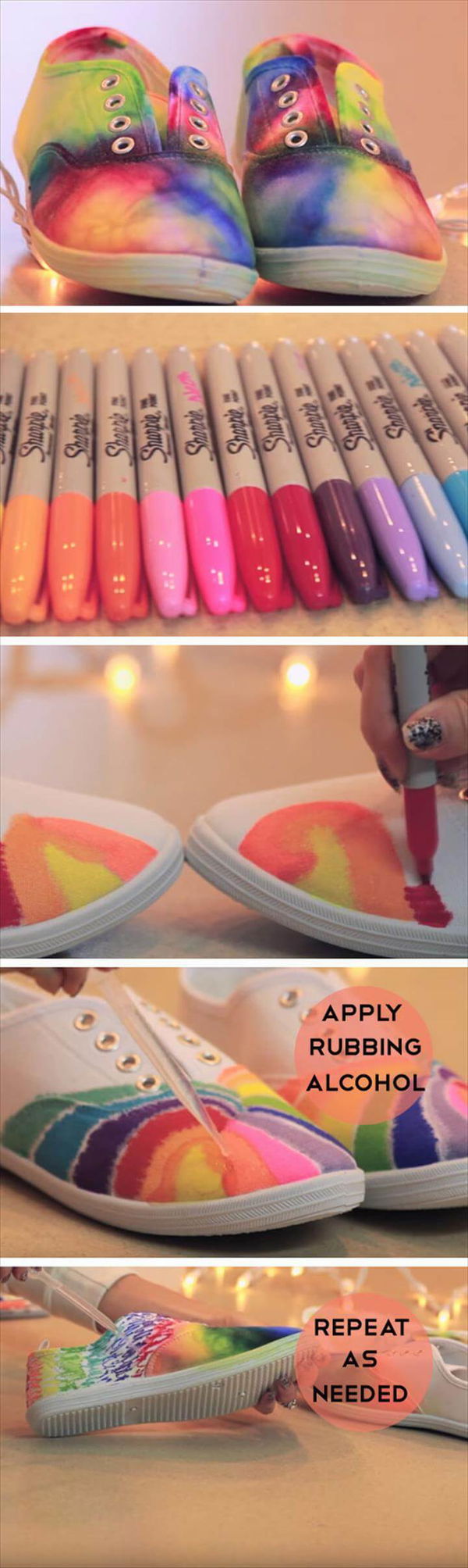 Sharpie Tie Dye Shoes, Easy Summer Crafts for Teens to Make, Easy Rainbow Crafts