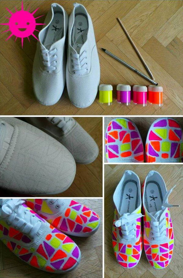 Diy 80's Fashion, Fashion Ideas, Colorful Fashion, Colorful Shoes, Paracord, 80s Theme, Designer Shoes, Painted Shoes, Fashion Project, Loafers & Slip Ons, Cool Stuff, Diy Crafts, Shoes Sandals, Wish, Old Stuff, Cool Crafts, Espadrilles, Upcycled Clothing, Paint, Presents,