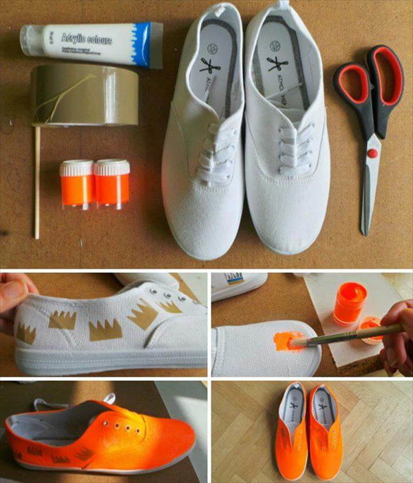 DIY Sneakers, DIY Sneakers – From Plain White To Neon Orange In 3 Steps