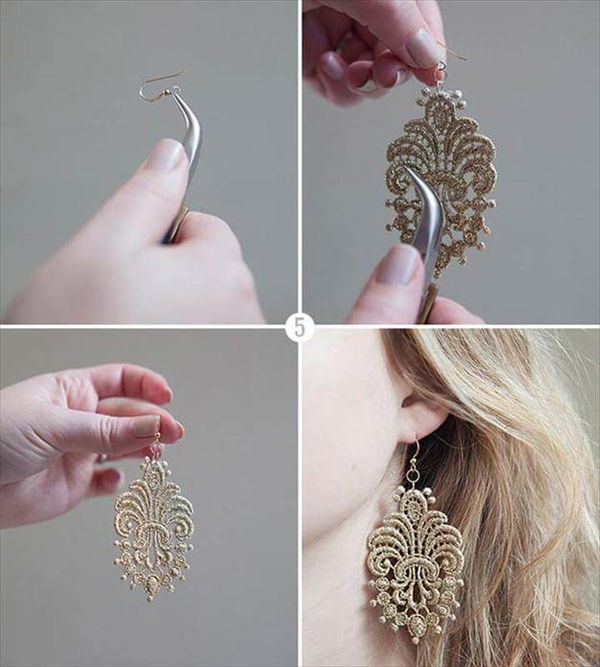 DIY Earrings and Homemade Jewelry Projects - Lace Earrings - Easy Studs, Ideas with Beads