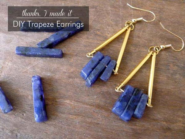 DIY Earrings and Homemade Jewelry Projects - Trapeze Earrings - Easy Studs, Ideas with Beads