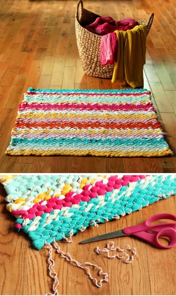 DIY Woven Pom-pom Rope Rug