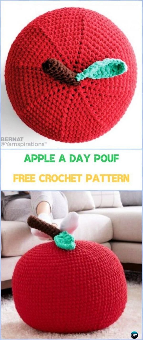 Crochet Apple A Day Pouf