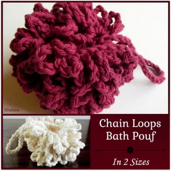 Chain Loops Bath Pouf - FREE Crochet Pattern Save