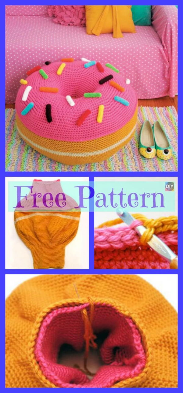 Crochet Colorful Pouf Free Patterns