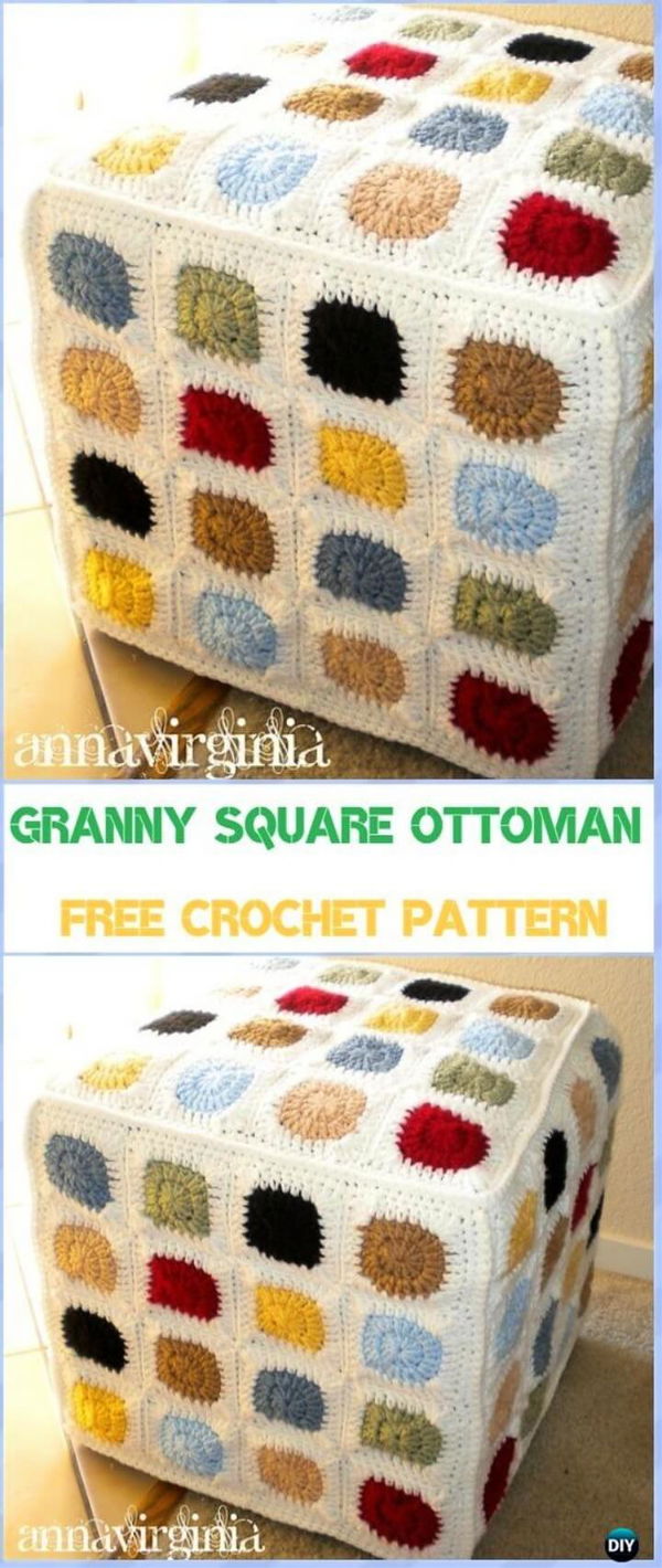 Granny Square Ottoman Cover